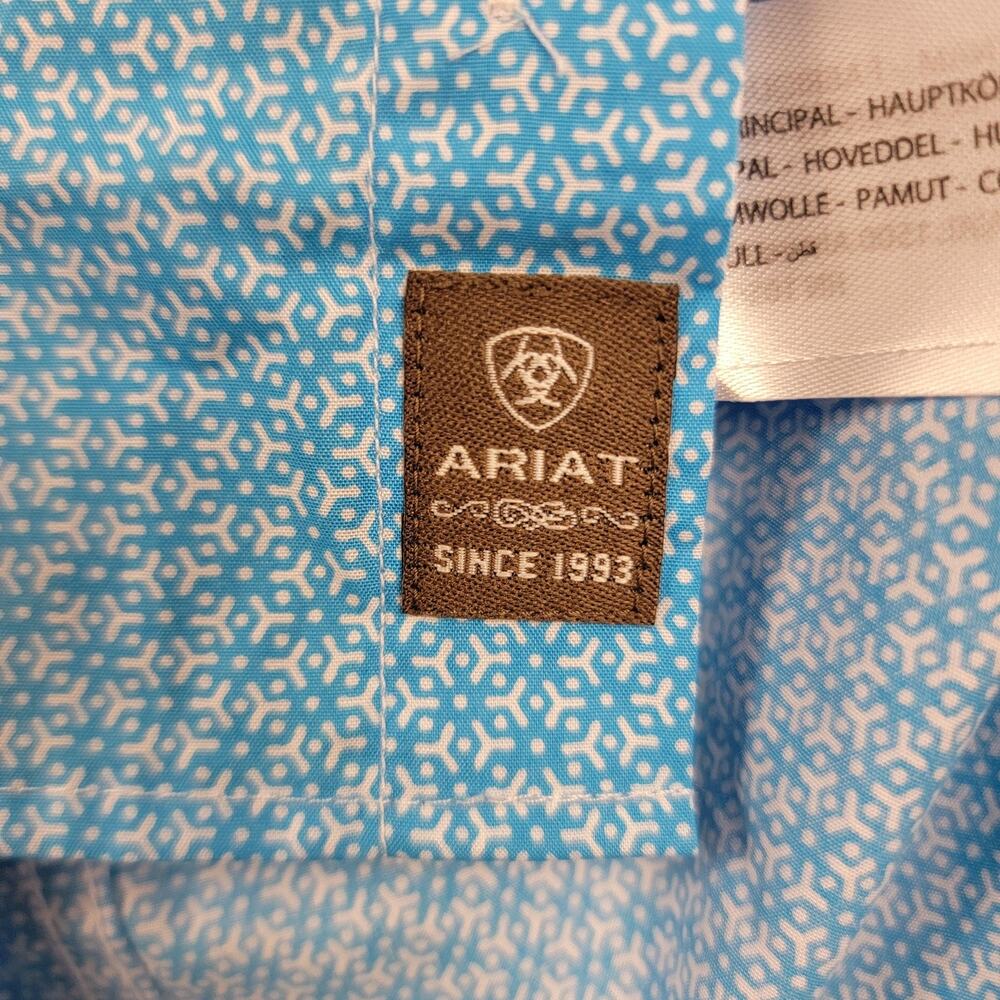 Ariat Shirt Mens Med Blue Simeon Classic Fit Short Sleeve Button Up Western 946 - Picture 10 of 10